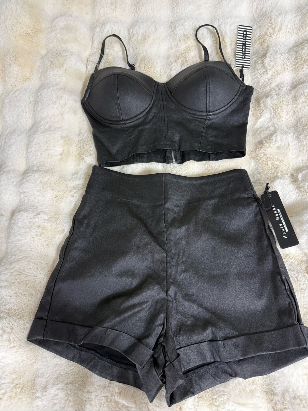 Haute Monde Black Satin Two-Piece Set